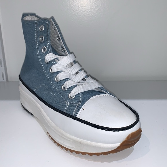 LIGHT BLUE HIGH TOP CANVAS SNEAKERS - Picture 3 of 5